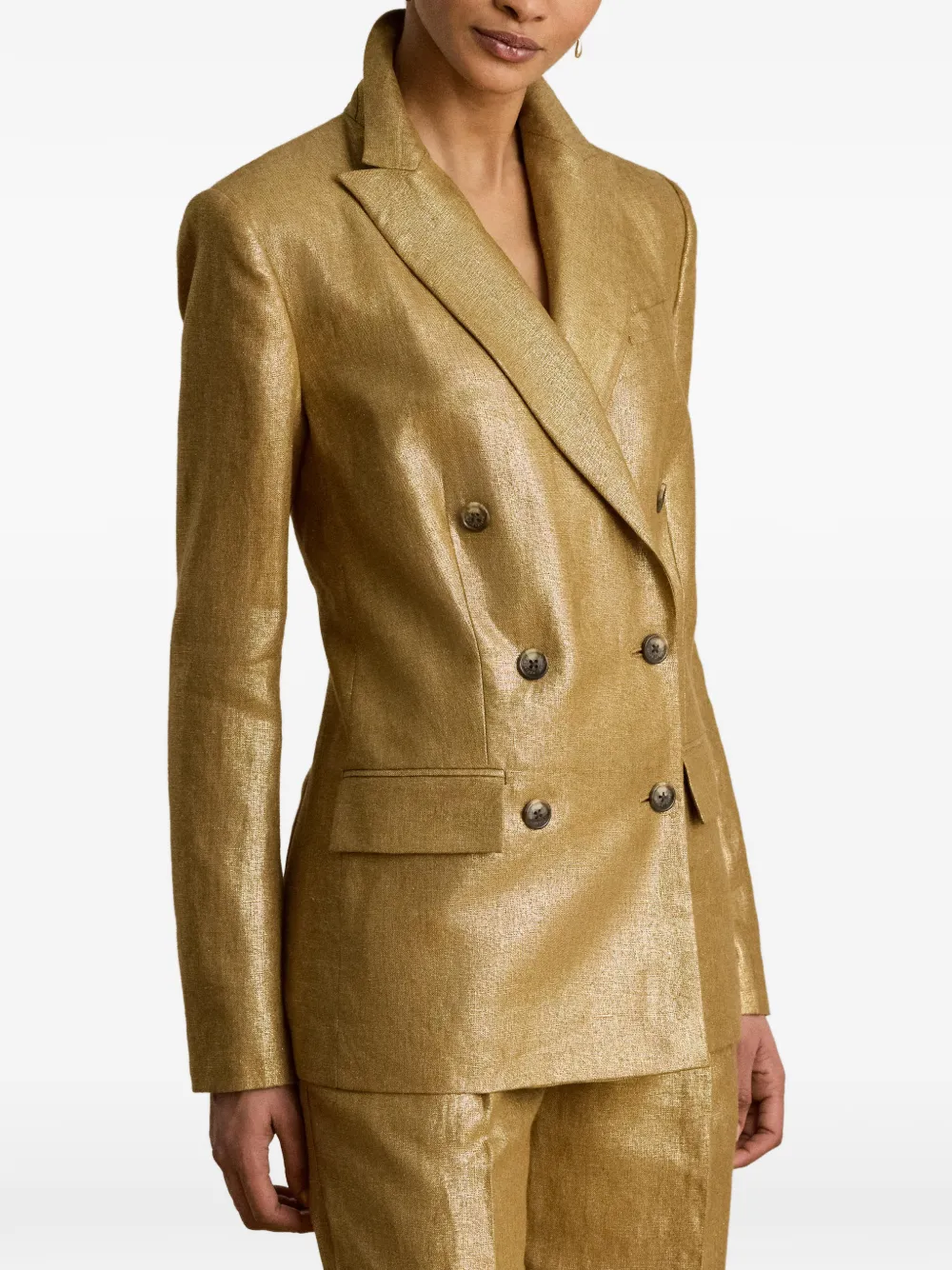 Lauren Ralph Lauren Foiled blazer met dubbele rij knopen Goud