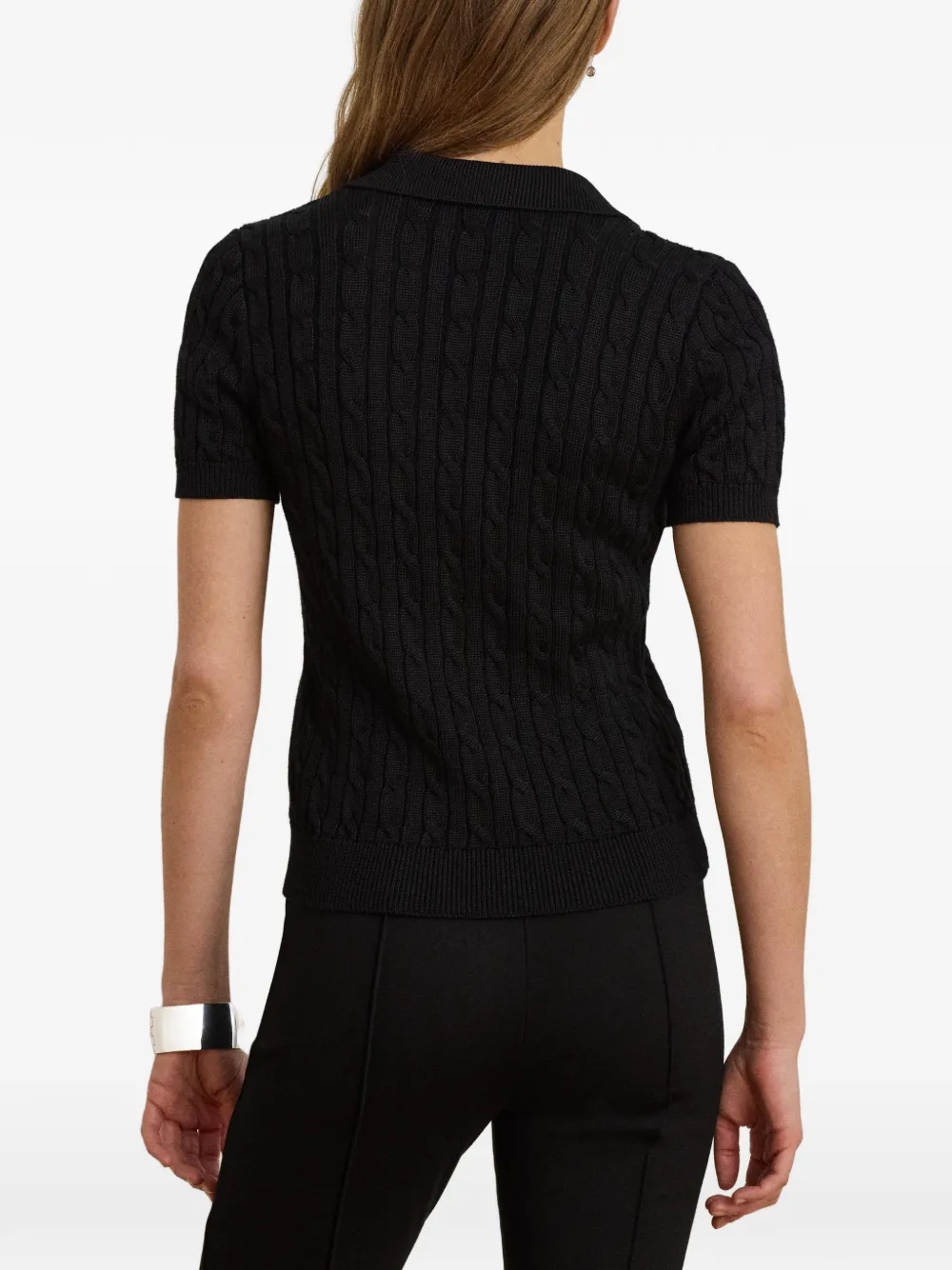 Lauren Ralph Lauren Kabelgebreide trui met korte mouwen Zwart