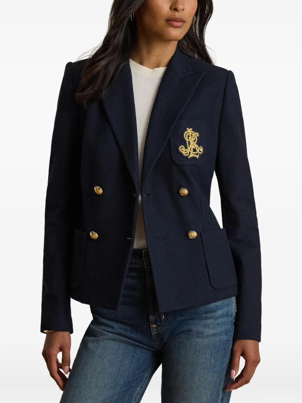 Lauren Ralph Lauren Piqué blazer Blauw
