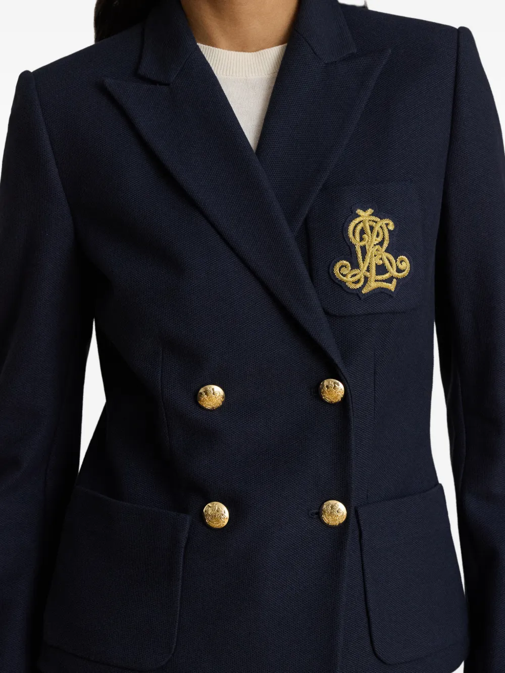 Lauren Ralph Lauren Piqué blazer Blauw