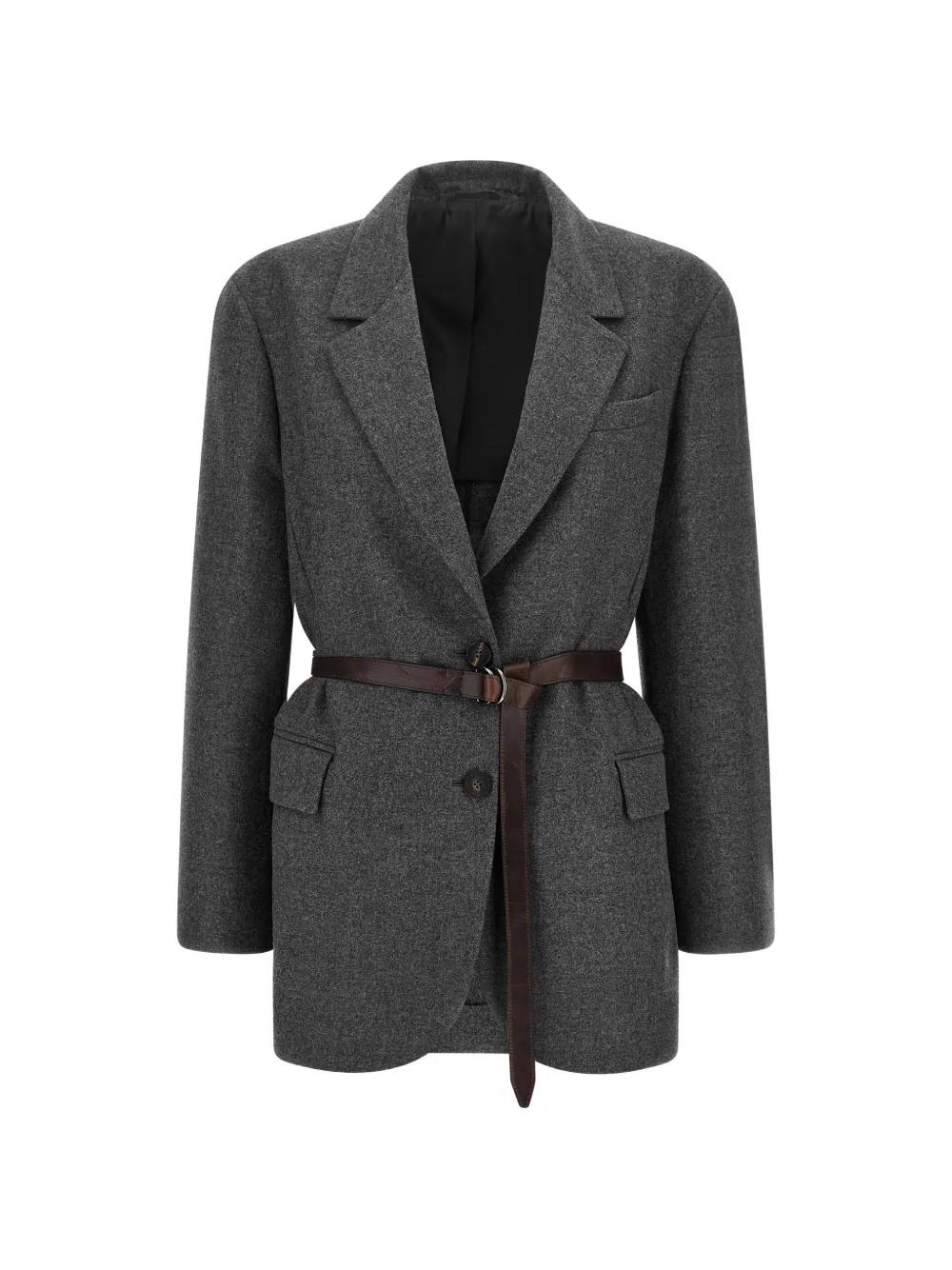 Brunello Cucinelli belted single-breasted blazer - Grey