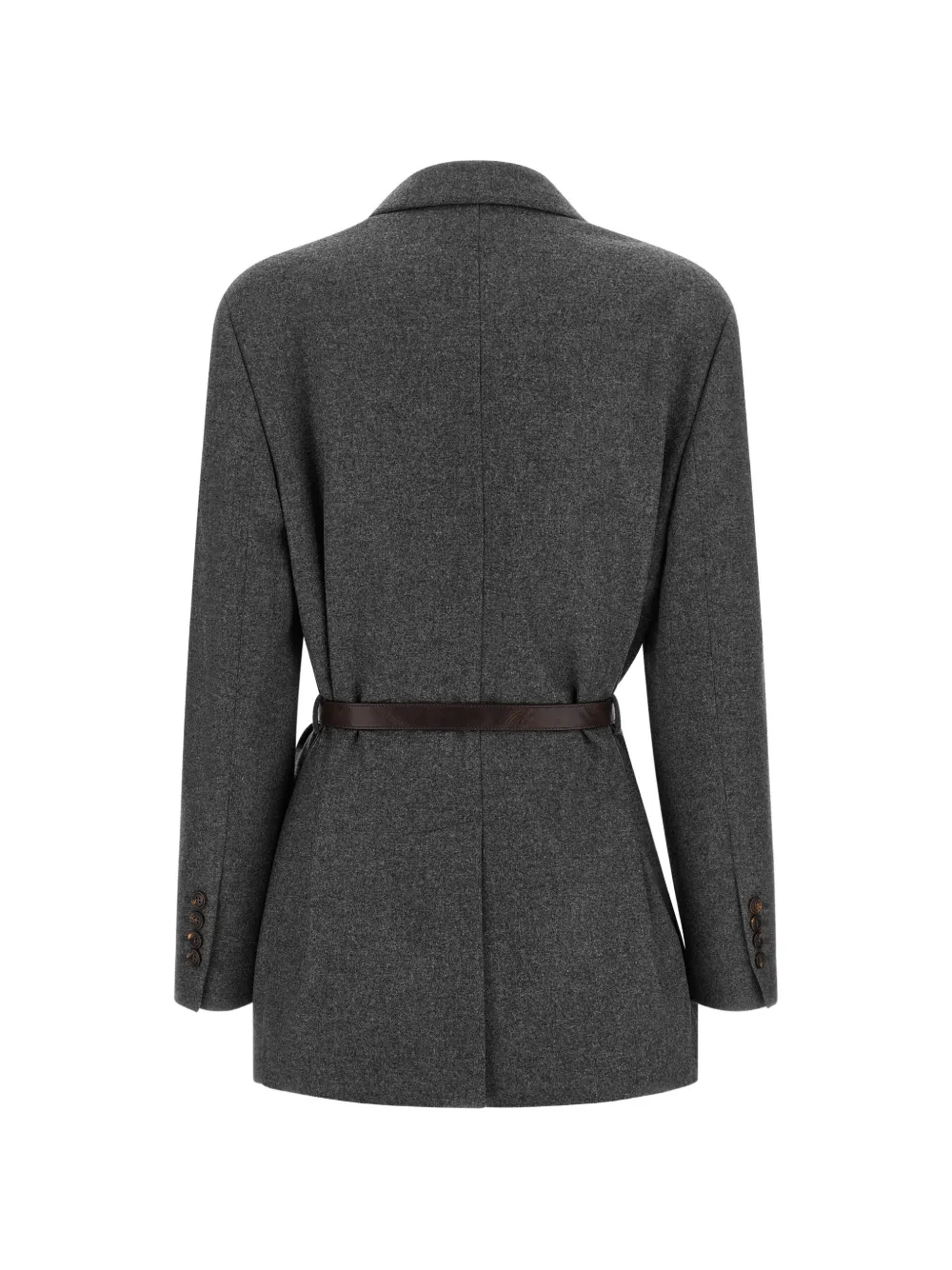 Brunello Cucinelli Blazer met ceintuur en enkele rij knopen Grijs