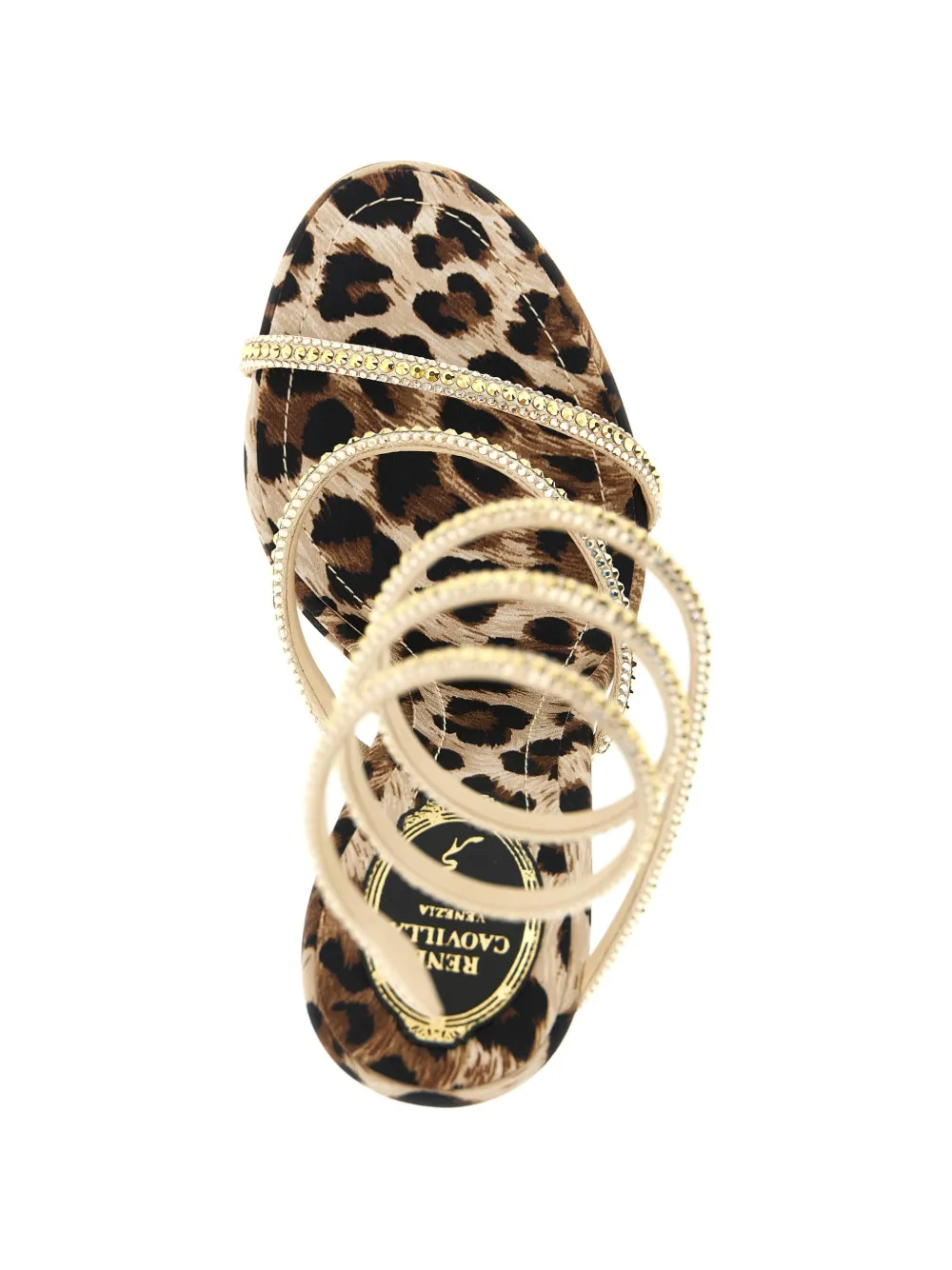 René Caovilla Cleo leopard-print sandals Beige