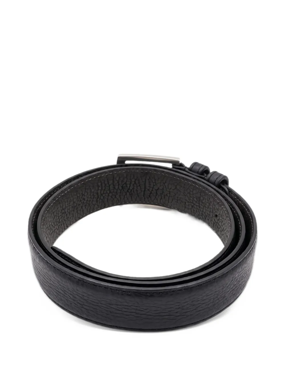 Kiton grained leather belt Zwart