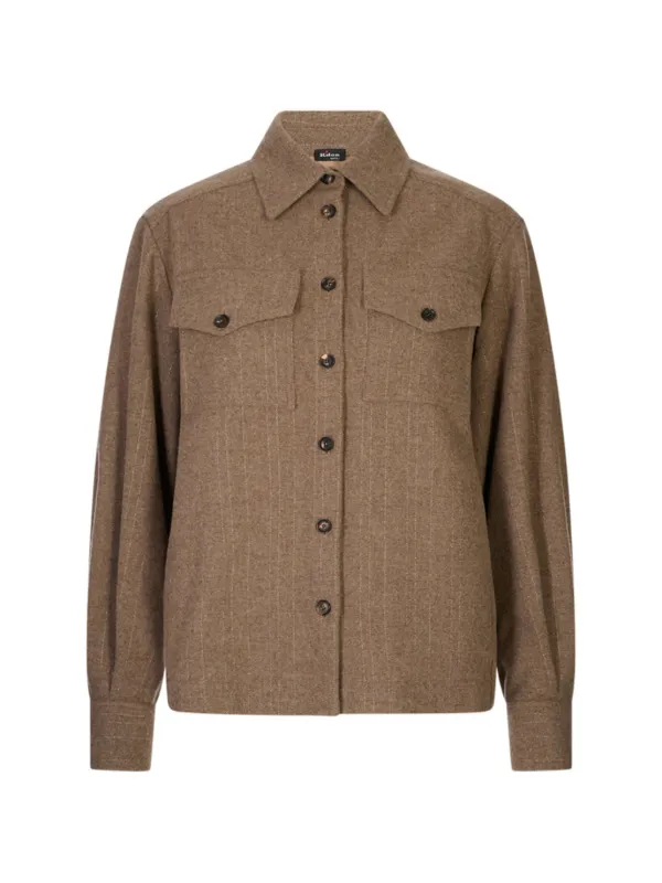 Kiton Pinstripe-pattern Flap-pocket Shirt in Neutrals