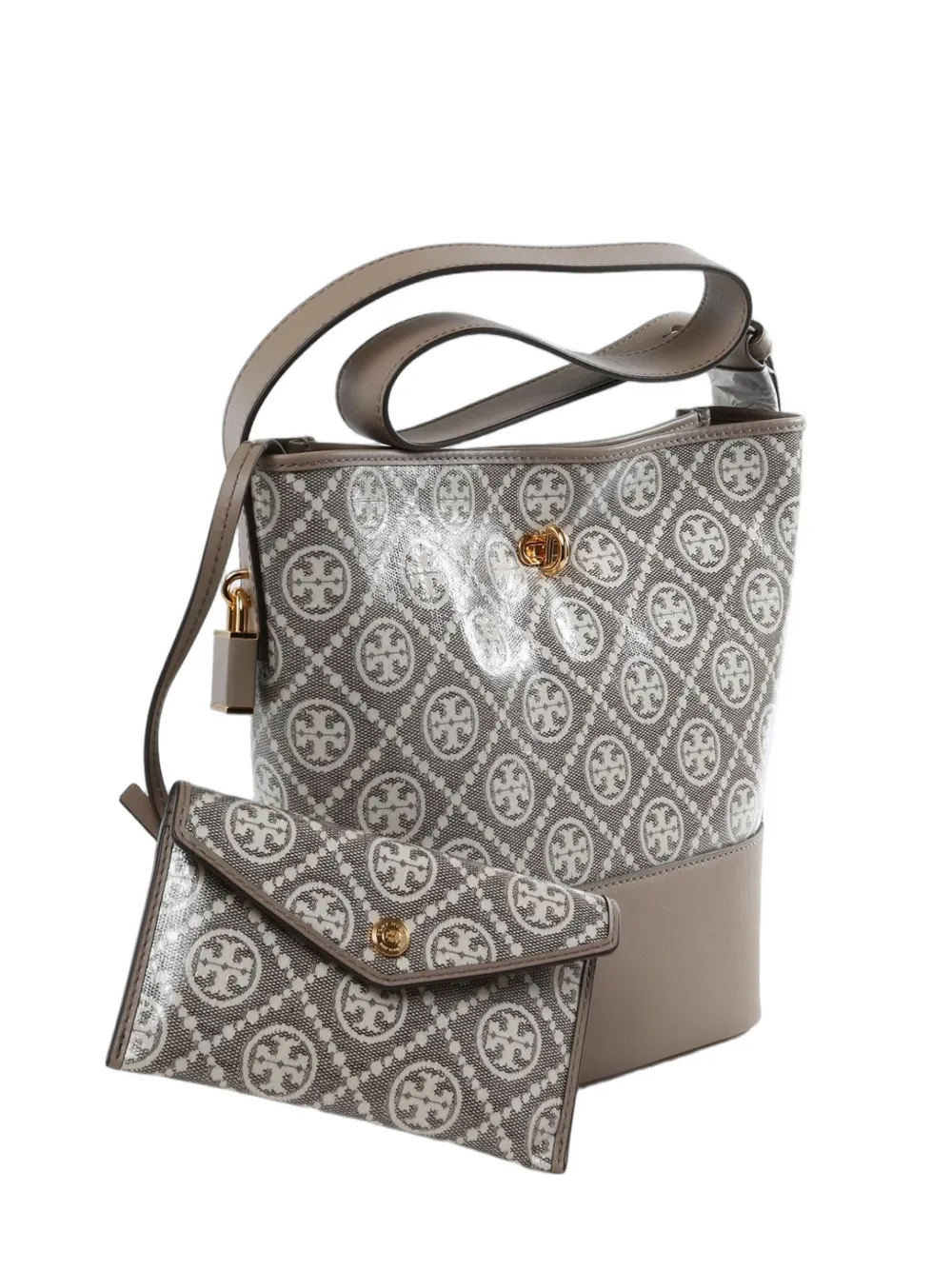 Tory Burch T Monogram bucket bag - Toni neutri