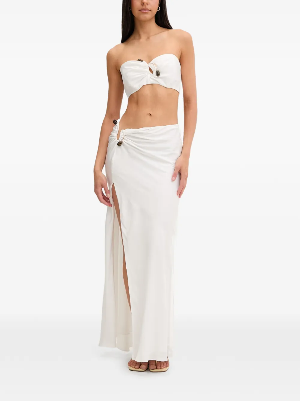 Bardot Maxi-rok met uitgesneden details en zijsplit Wit