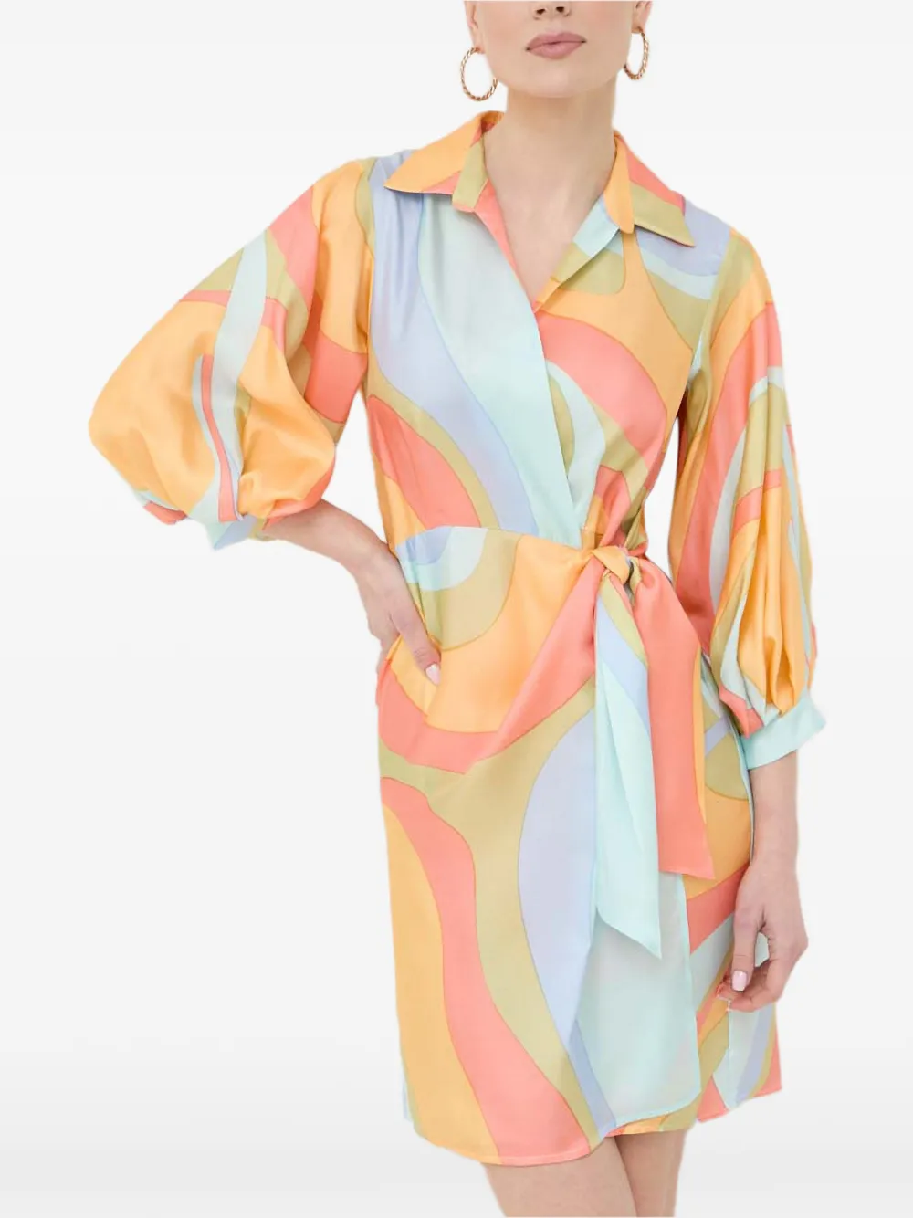 Beatrice B abstract-print wrap mini dress - Orange