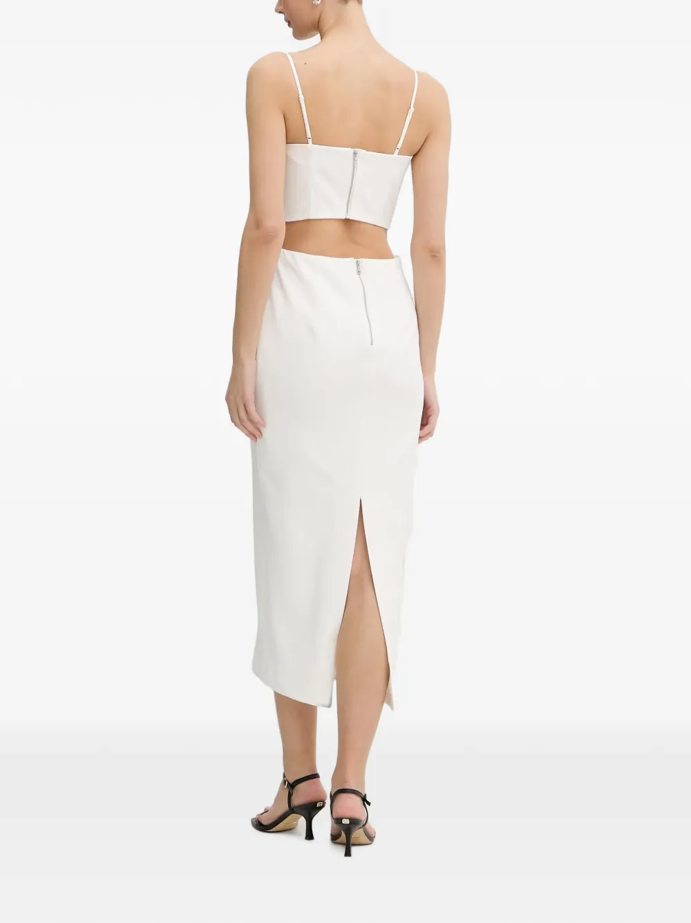 Bardot Midi-jurk met uitgesneden details en korset-design Wit