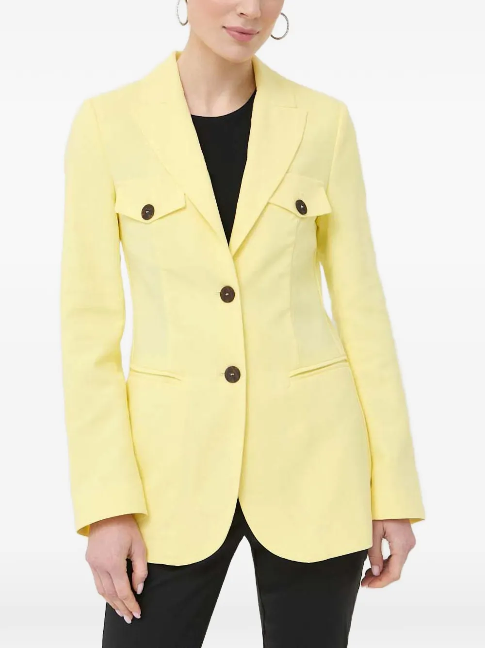 Beatrice B button-up flap-pocket blazer - Giallo