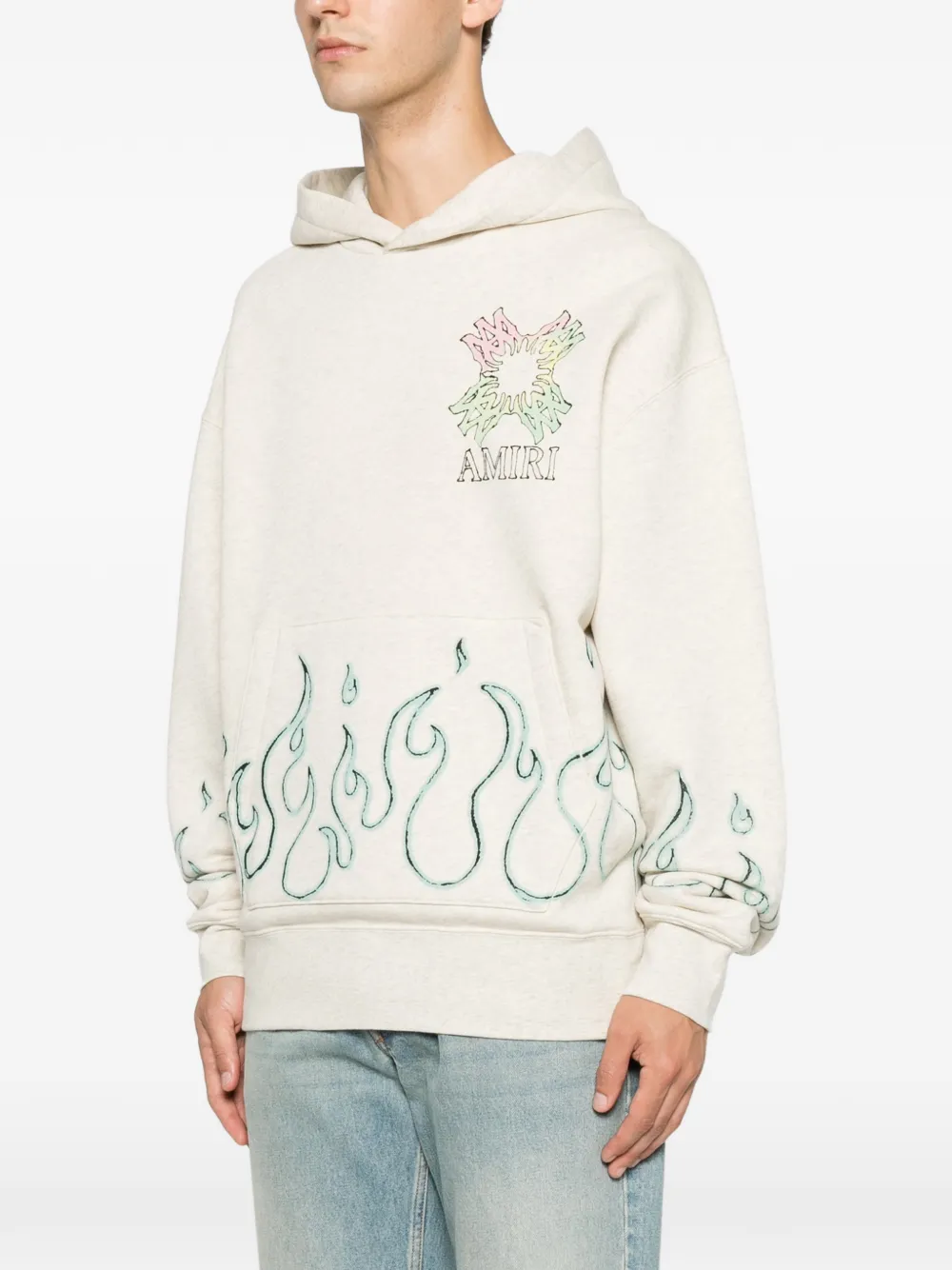 AMIRI Ma Quad Flames oversized katoenen hoodie Beige