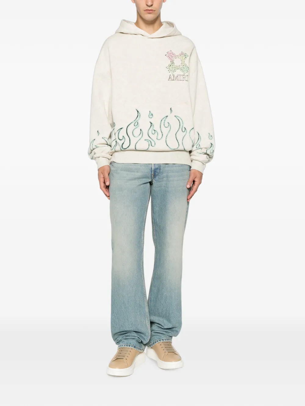 AMIRI Ma Quad Flames oversized katoenen hoodie Beige