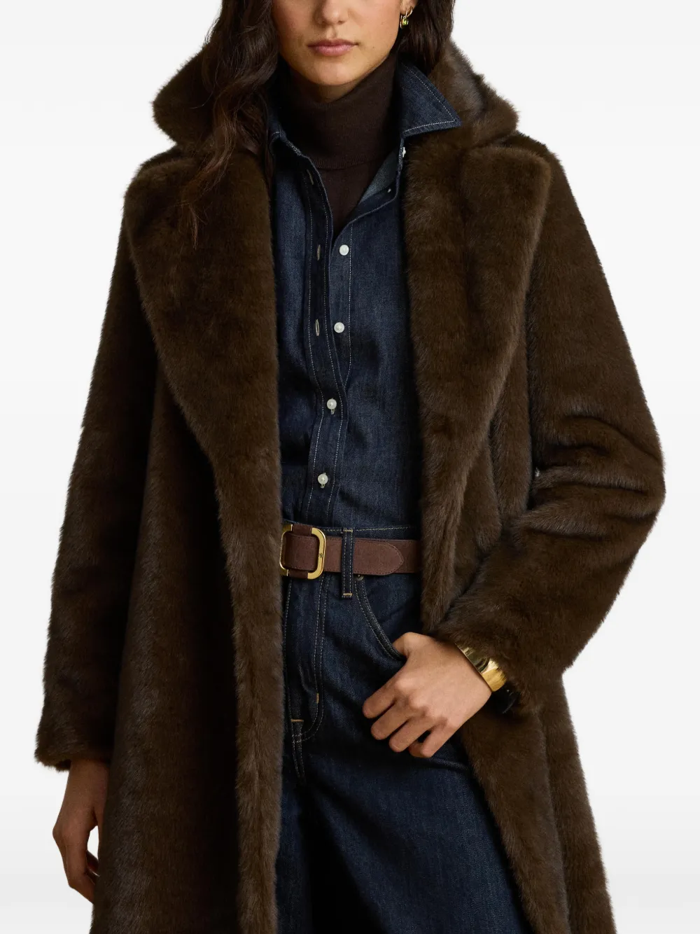 Lauren Ralph Lauren Jas van imitatiebont Bruin