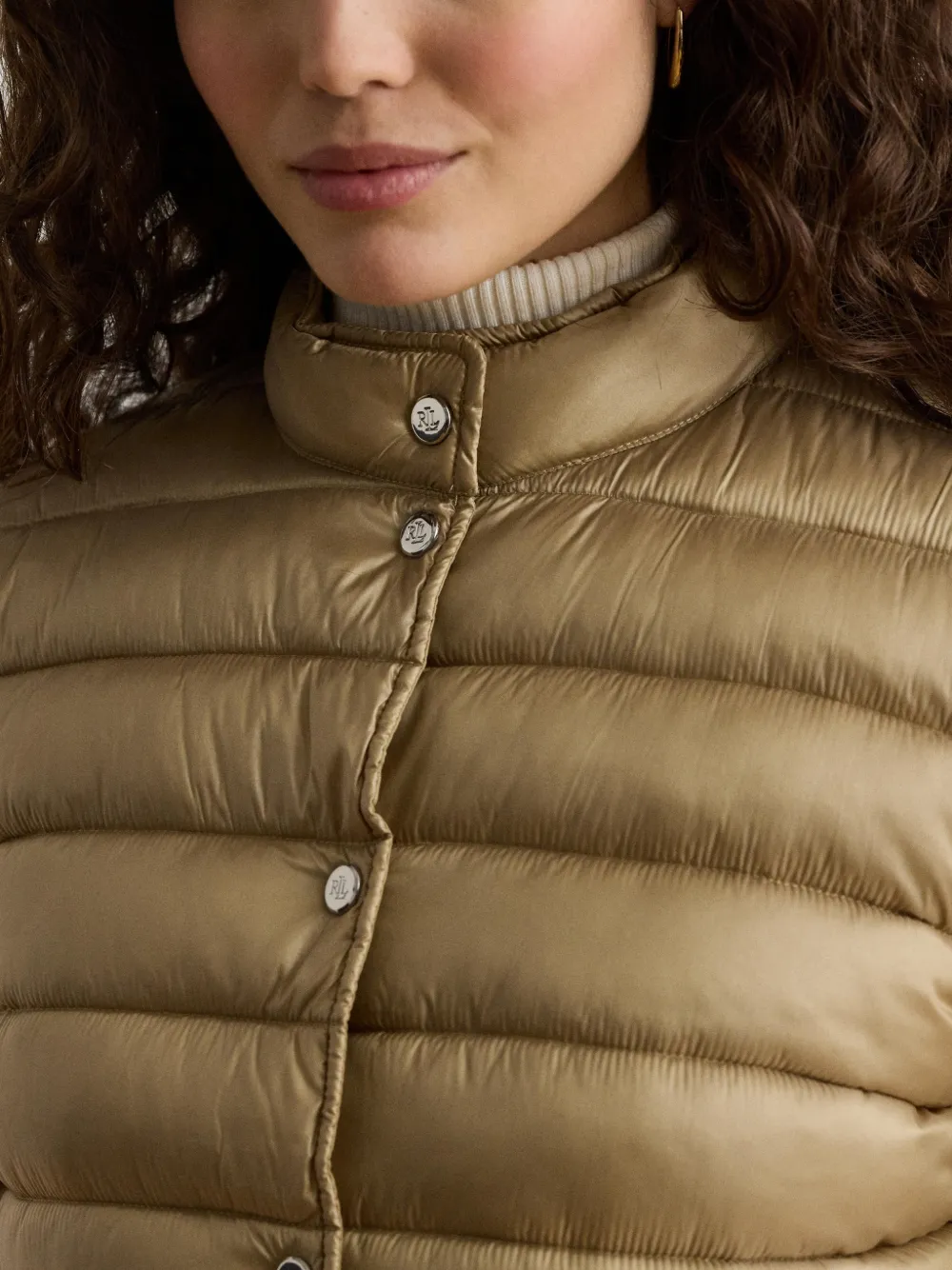 Lauren Ralph Lauren Gewatteerd jack met opstaande hals Beige