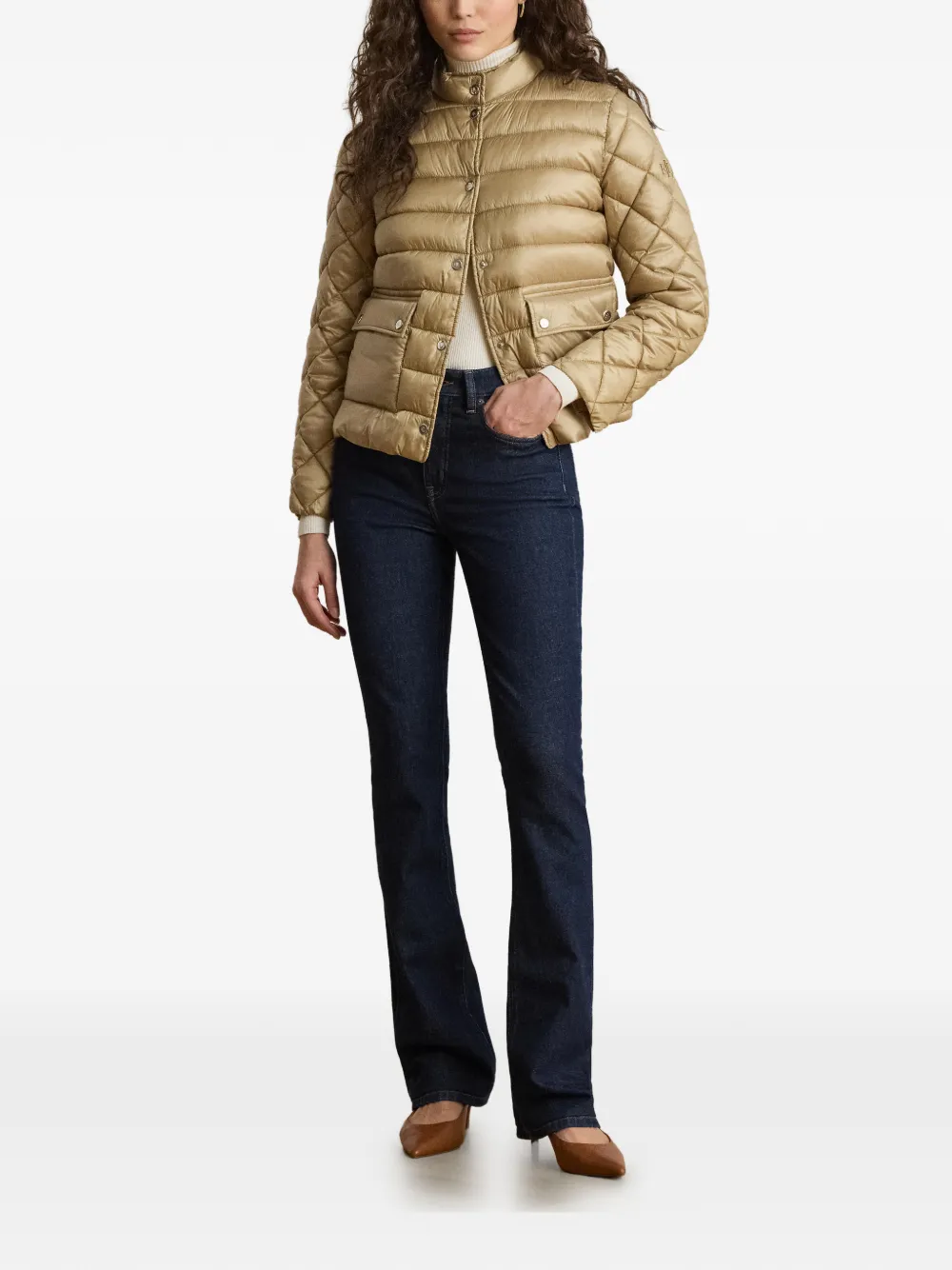 Lauren Ralph Lauren Gewatteerd jack met opstaande hals Beige