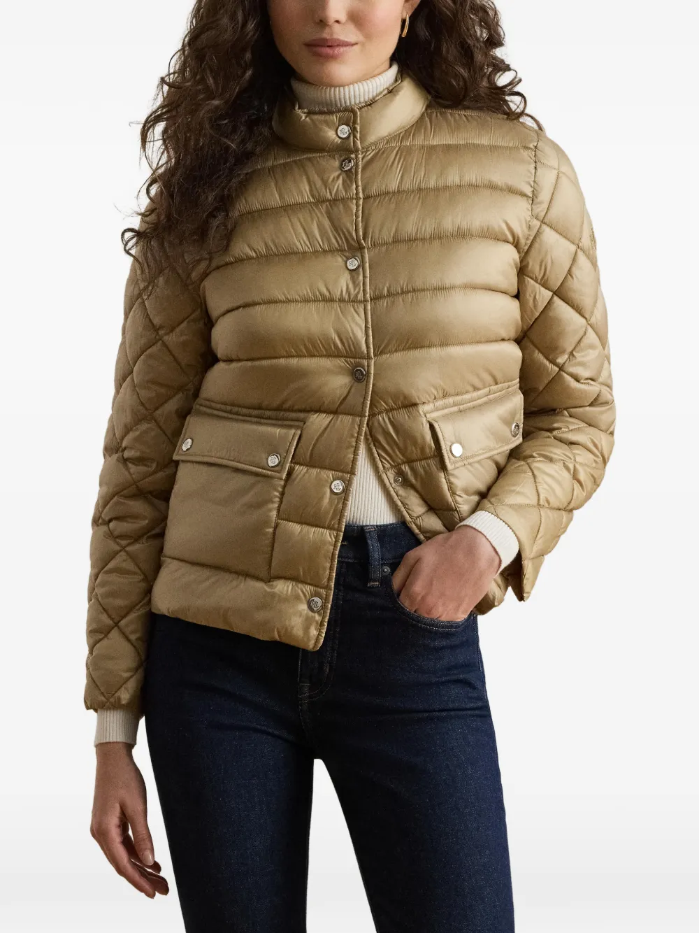Lauren Ralph Lauren Gewatteerd jack met opstaande hals Beige