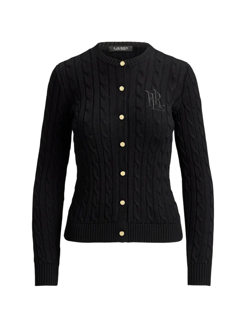 Lauren Ralph Lauren Cardigan a trecce con logo ricamato - Nero
