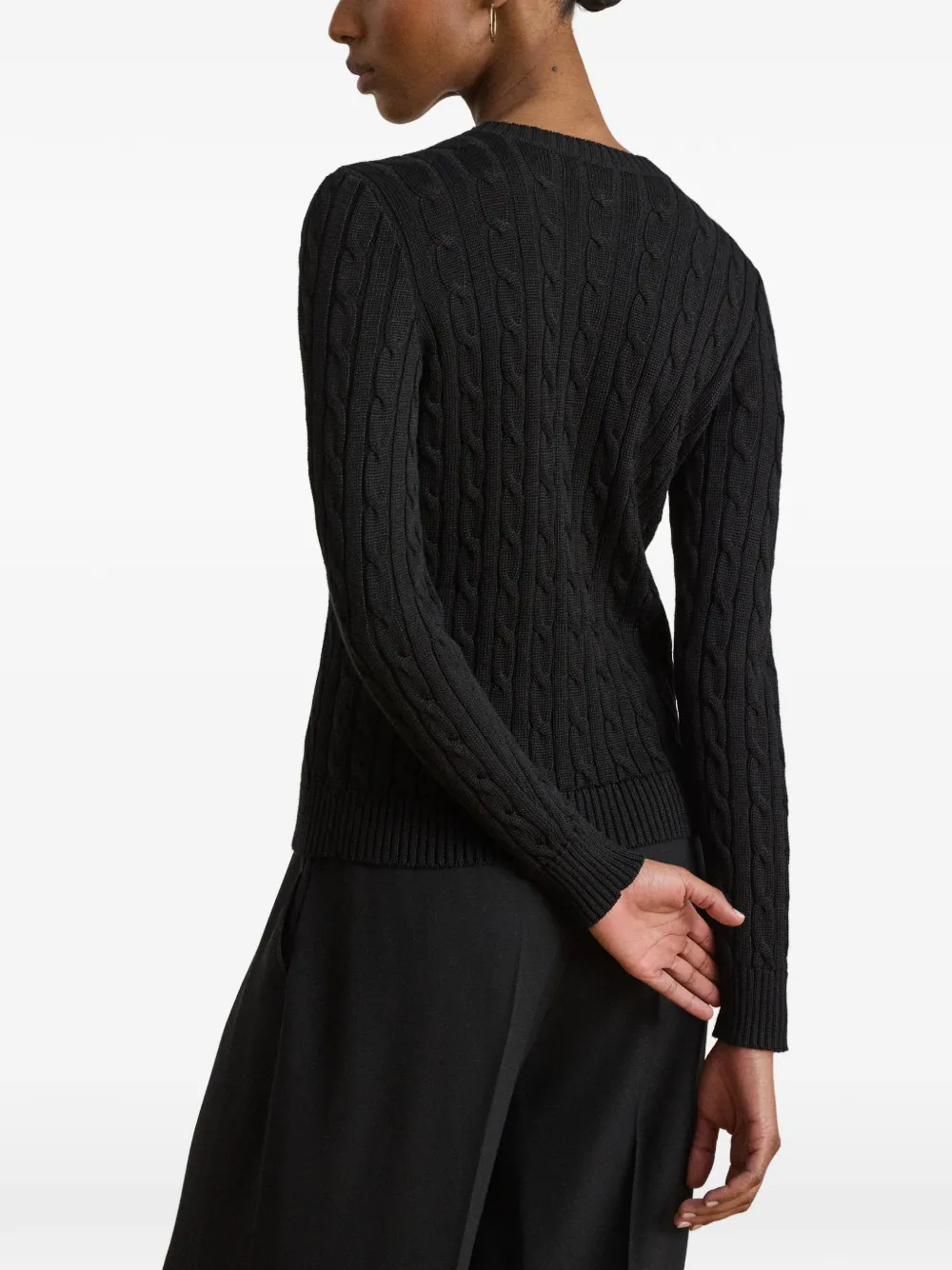 Lauren Ralph Lauren Kabelgebreid vest met geborduurd logo Zwart