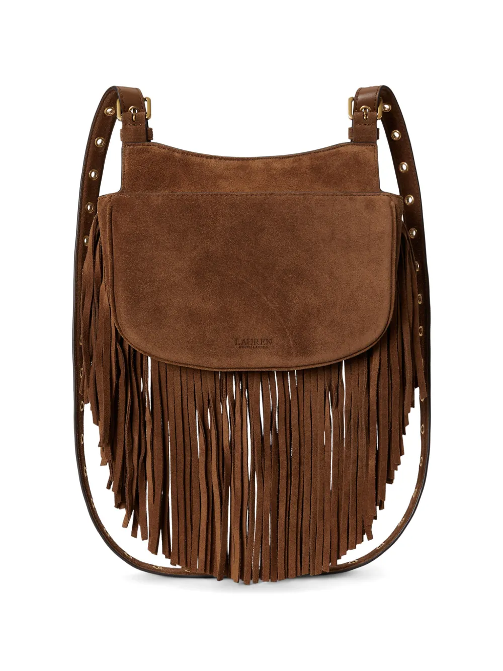 Lauren Ralph Lauren Marcy crossbodytas met franje afwerking Bruin