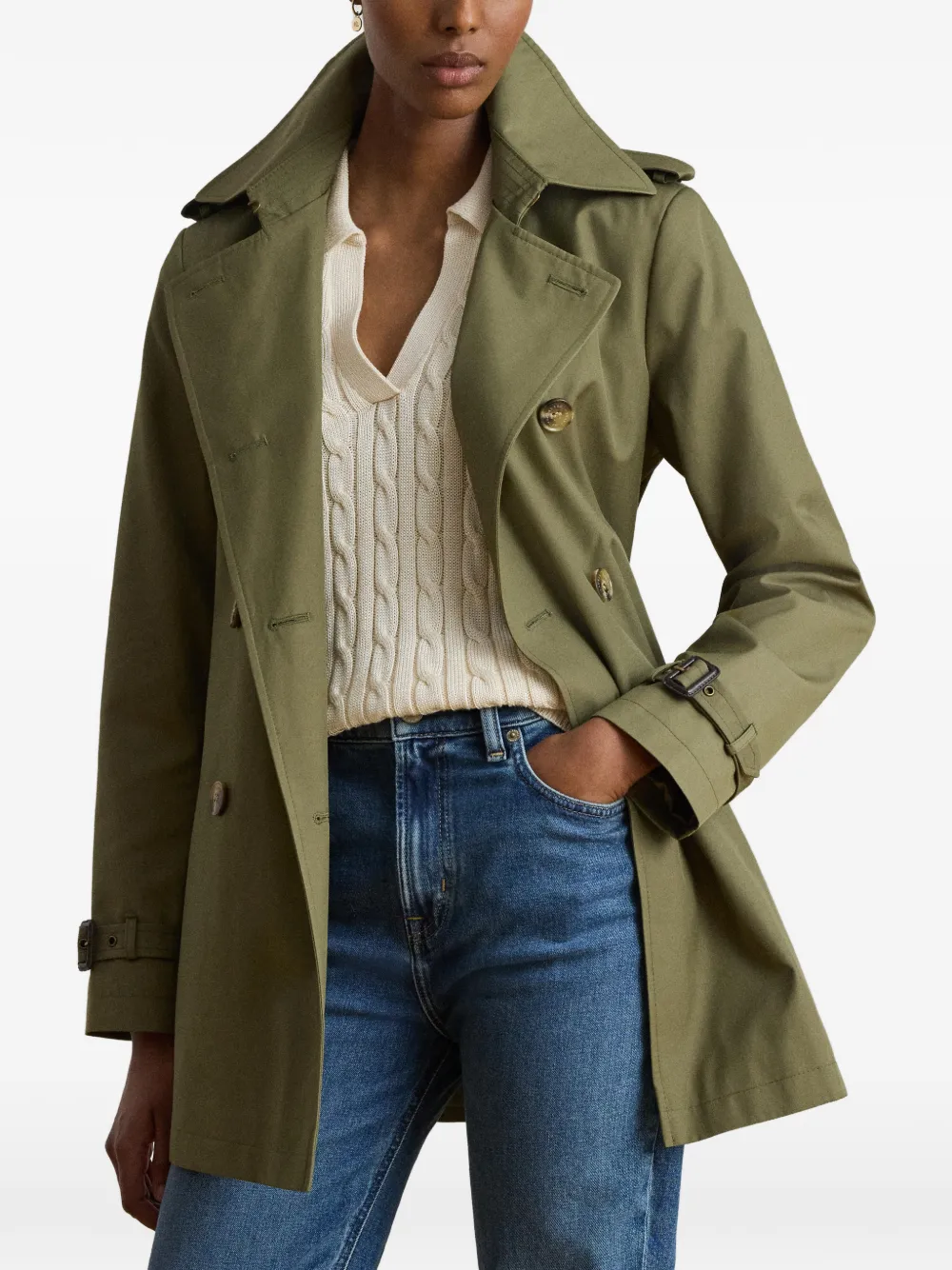 Lauren Ralph Lauren ベルテッド ダブルトレンチコート | グリーン