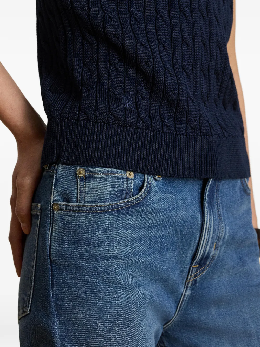 Lauren Ralph Lauren Kabelgebreid T-shirt Blauw