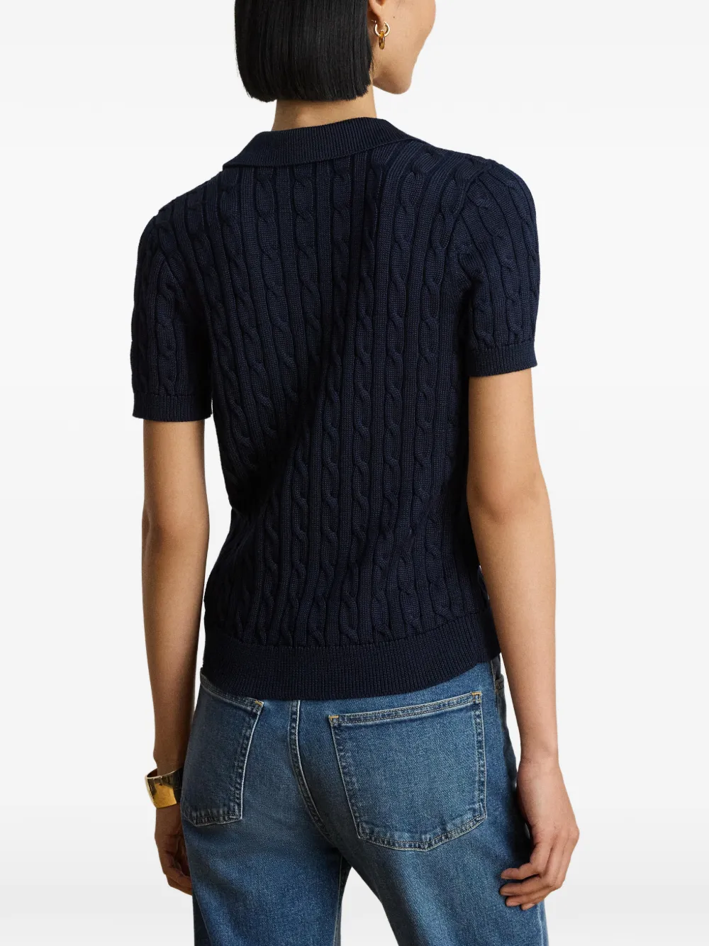 Lauren Ralph Lauren Kabelgebreid T-shirt Blauw