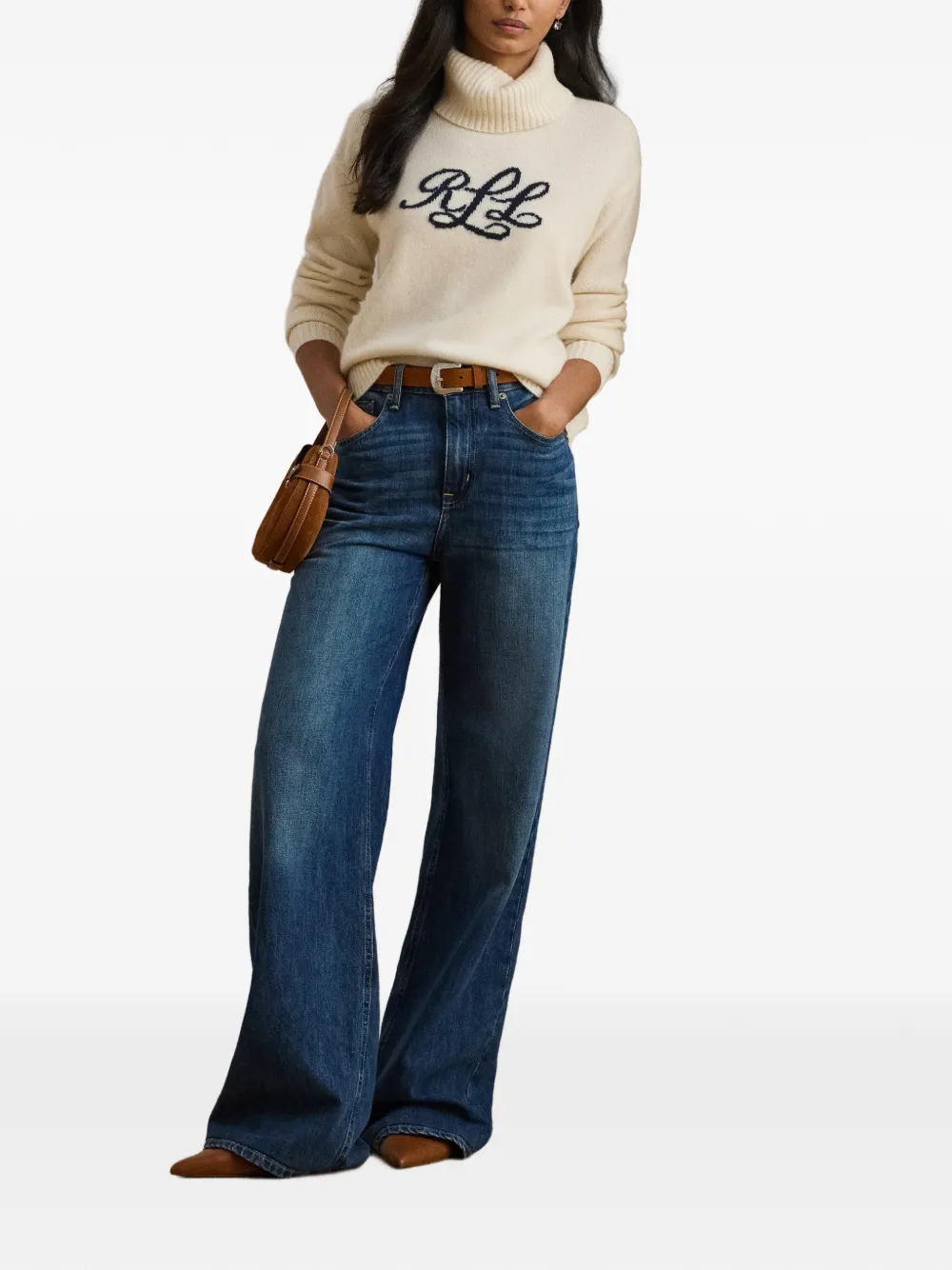 Lauren Ralph Lauren Kasjmier trui met logo-intarsia Beige