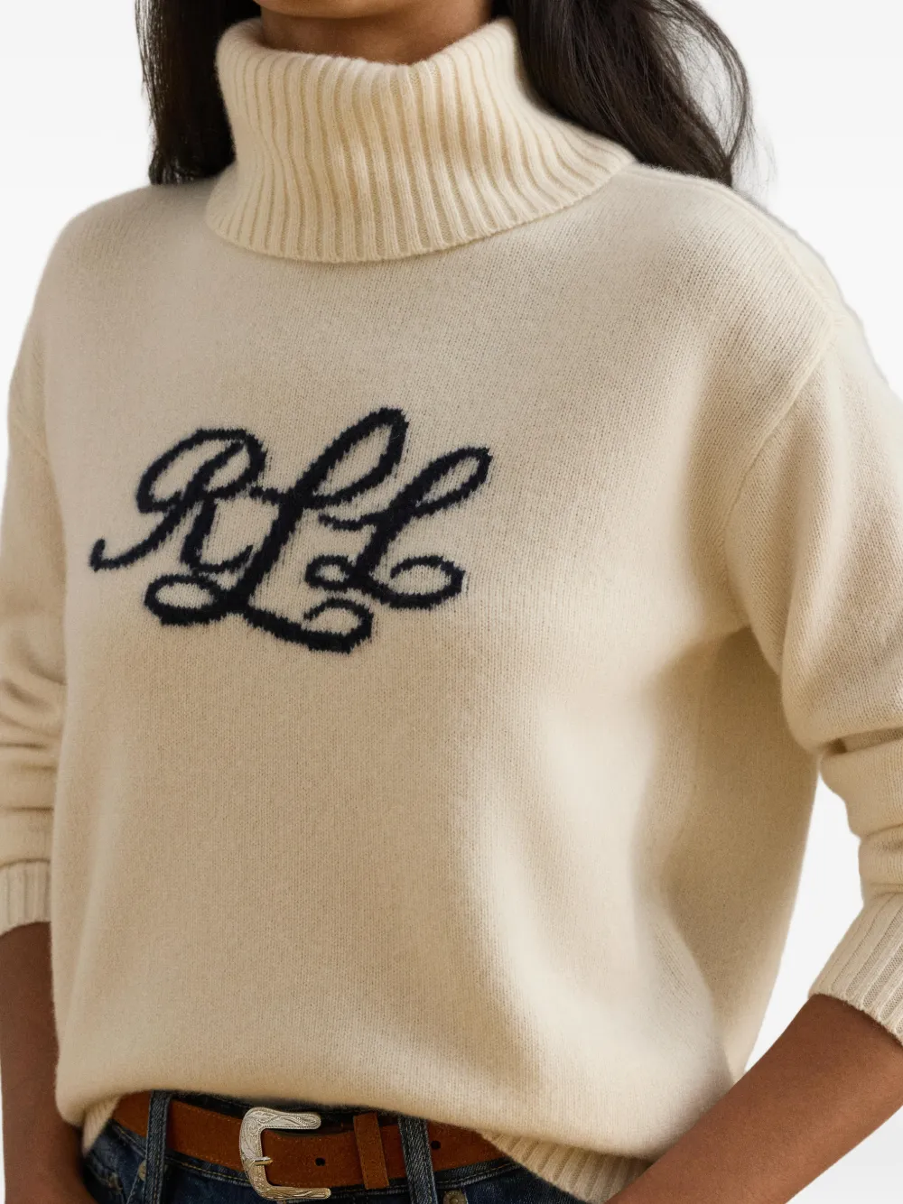 Lauren Ralph Lauren Kasjmier trui met logo-intarsia Beige
