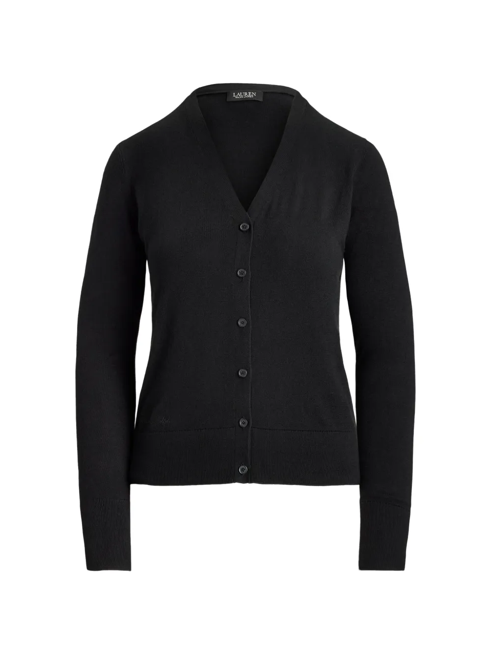Lauren Ralph Lauren Cardigan con scollo a V e logo ricamato - Nero