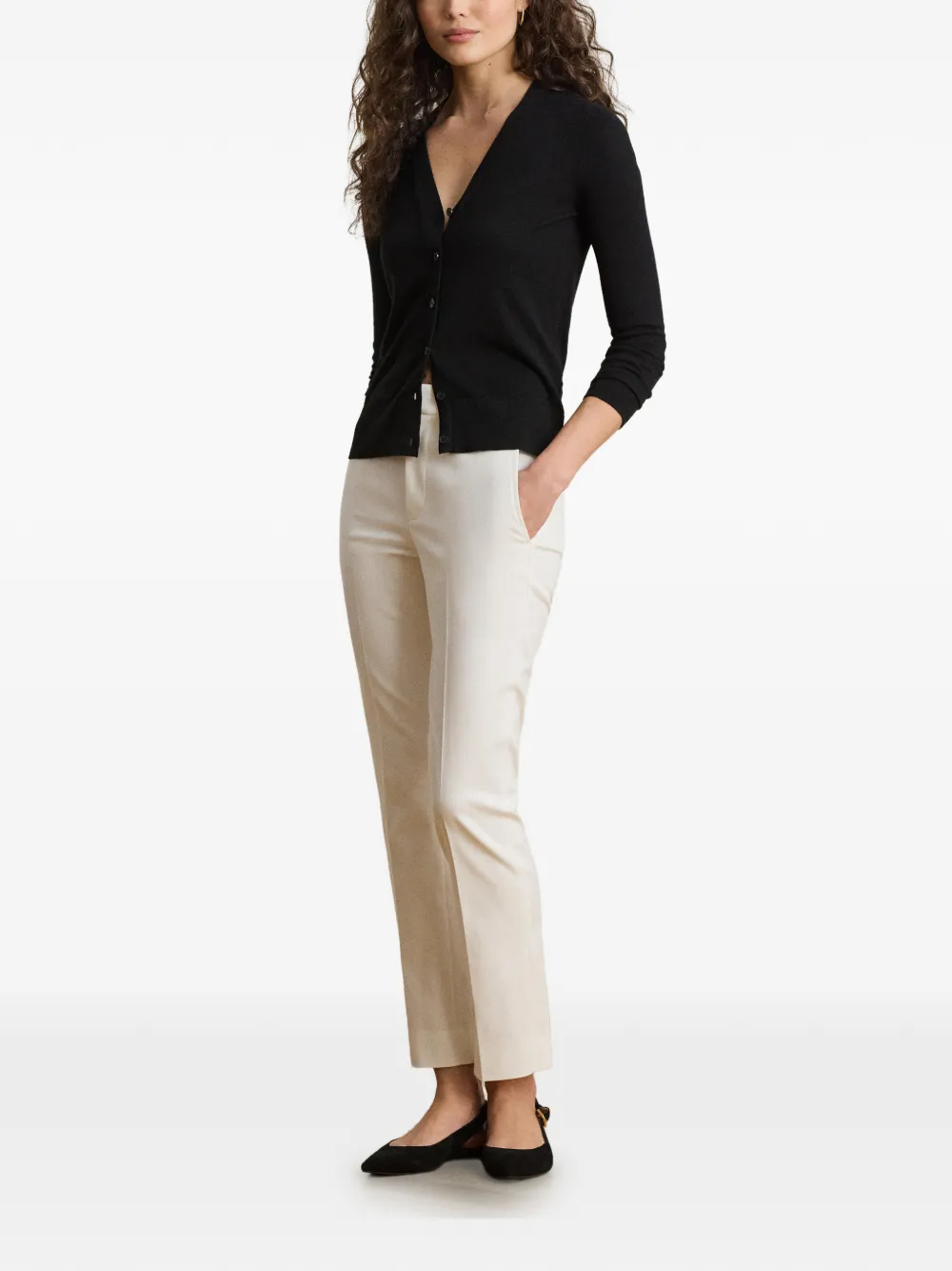 Lauren Ralph Lauren Vest met geborduurd logo en V-hals Zwart