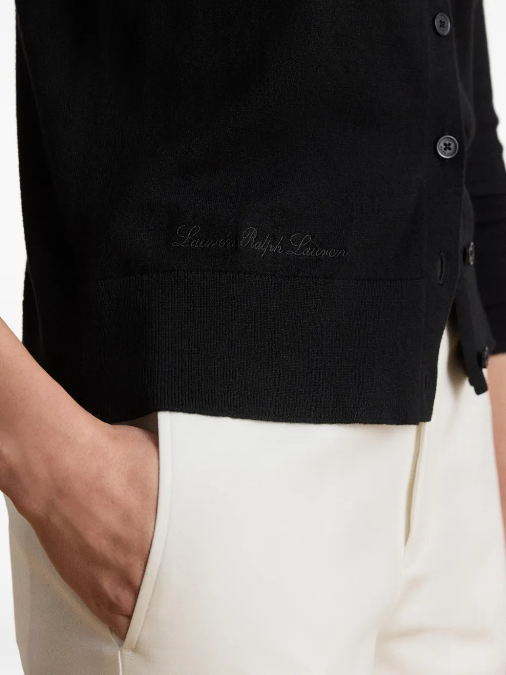 Lauren Ralph Lauren Vest met geborduurd logo en V-hals Zwart
