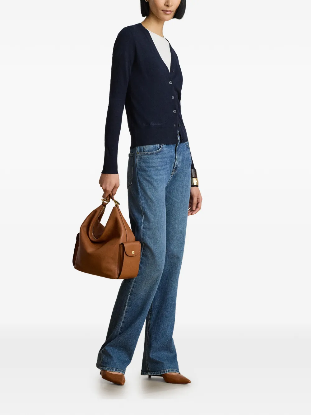 Lauren Ralph Lauren Vest met geborduurd logo en V-hals Blauw