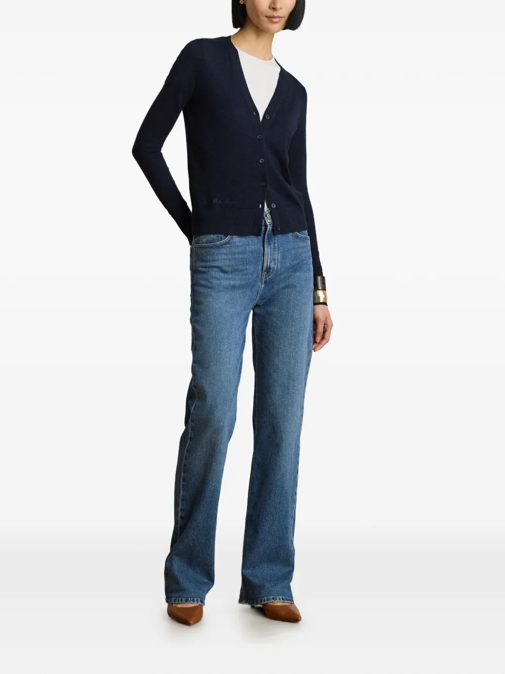 Lauren Ralph Lauren Vest met geborduurd logo en V-hals Blauw