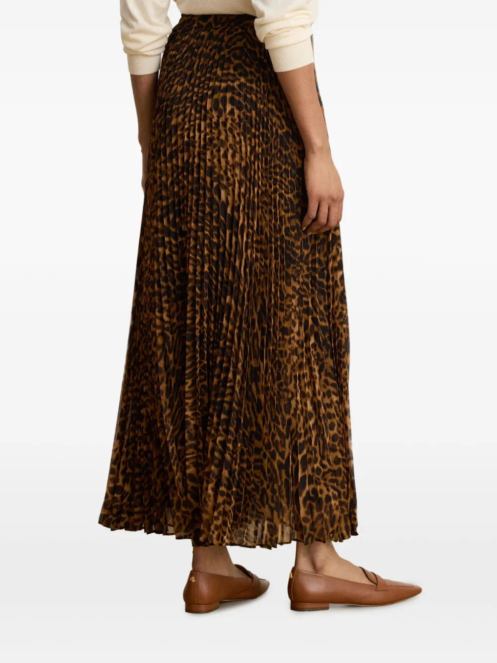 Lauren Ralph Lauren Midi-plooirok met luipaardprint Bruin