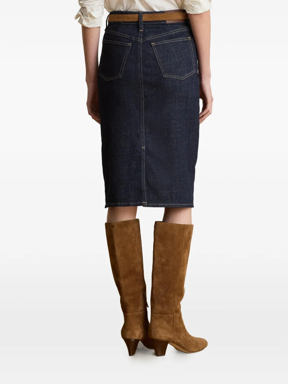 Lauren Ralph Lauren Denim midi-kokerrok Blauw