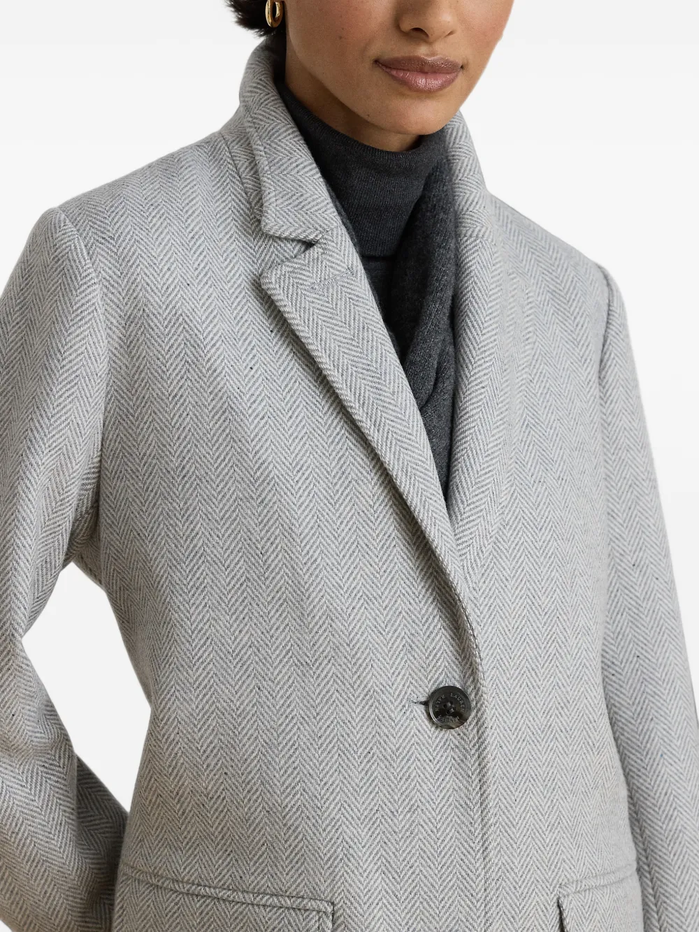 Lauren Ralph Lauren Jas met gekerfde revers en visgraatpatroon Grijs