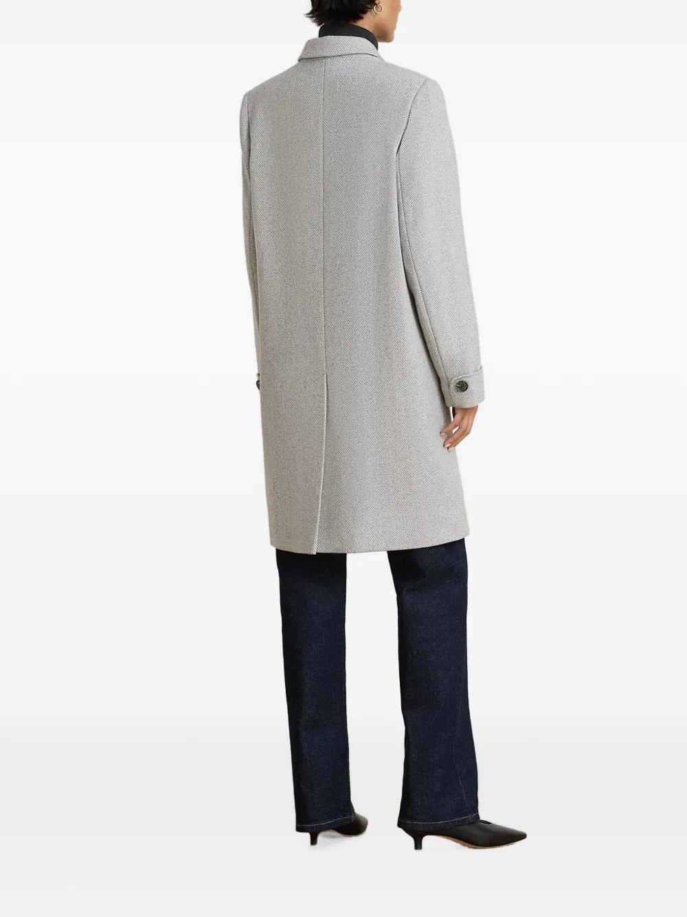 Lauren Ralph Lauren Jas met gekerfde revers en visgraatpatroon Grijs