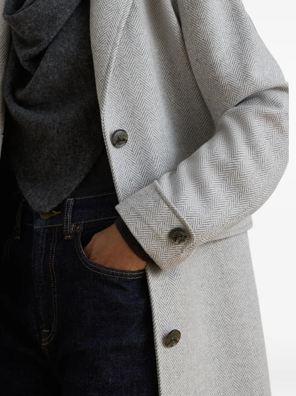 Lauren Ralph Lauren Jas met gekerfde revers en visgraatpatroon Grijs