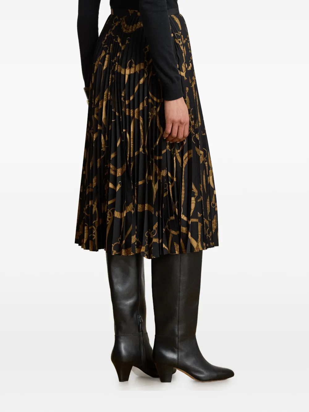 Lauren Ralph Lauren Midi-plooirok met print Zwart