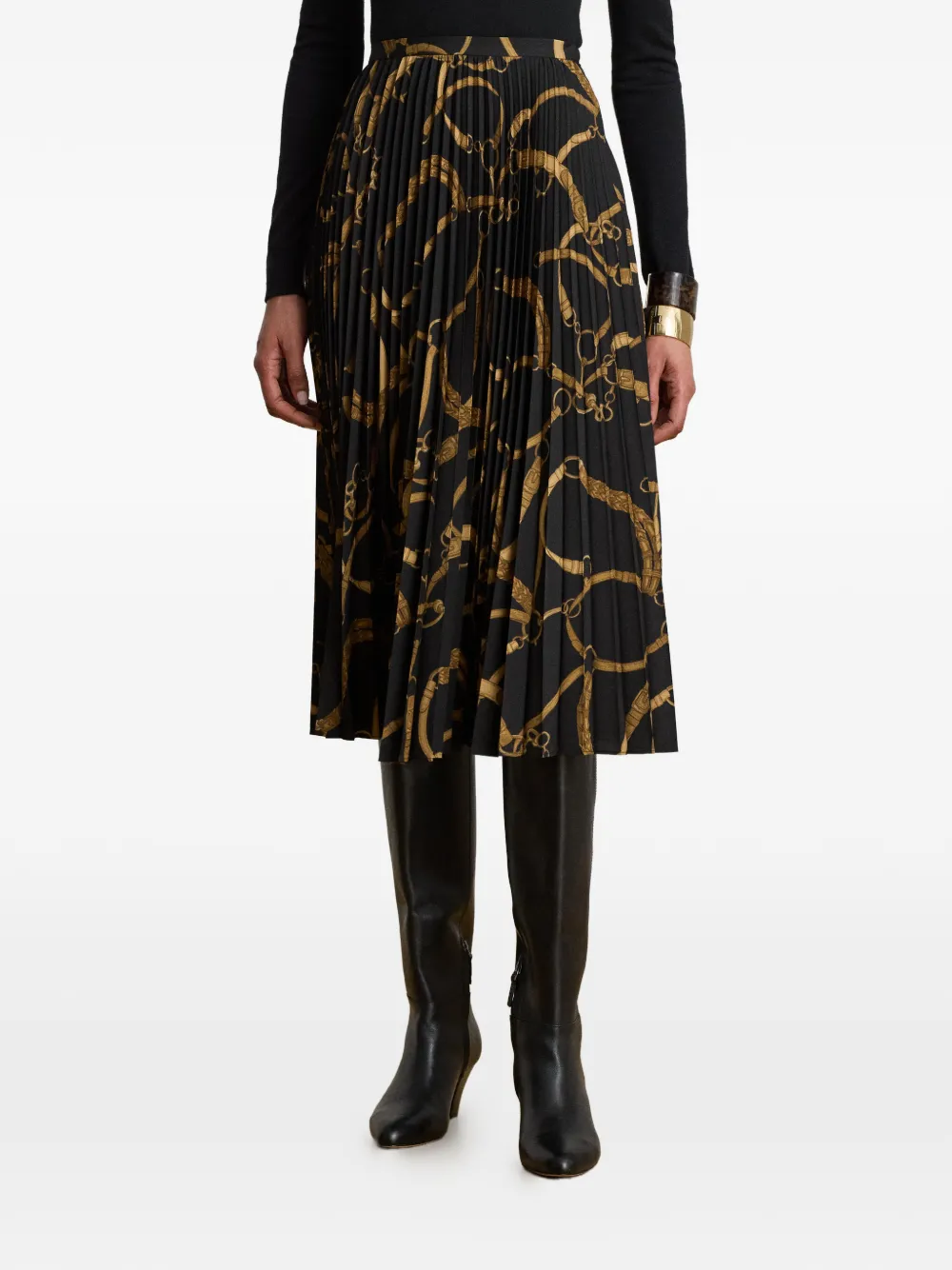 Lauren Ralph Lauren Midi-plooirok met print Zwart