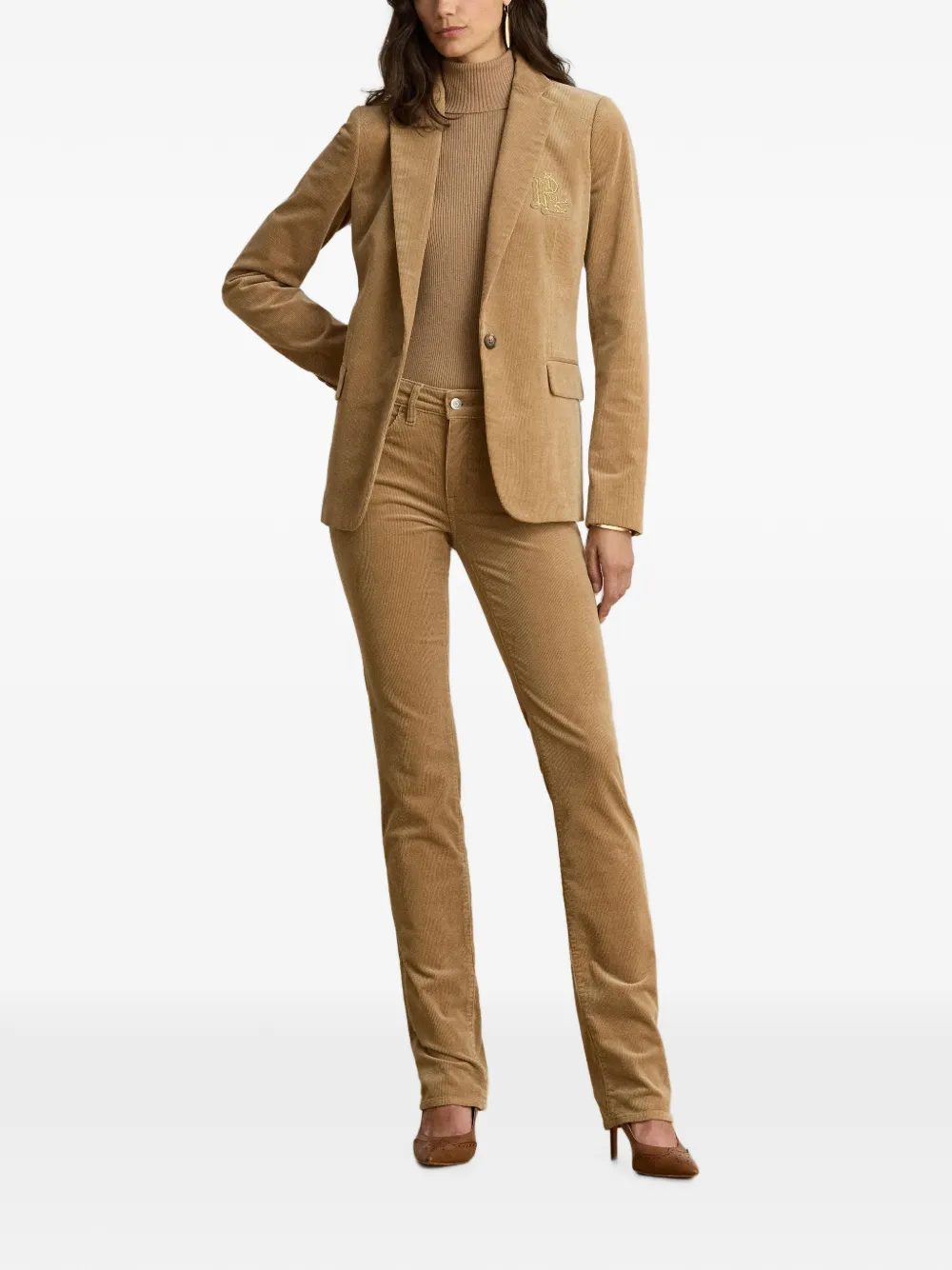 Lauren Ralph Lauren Ribfluwelen straight broek Bruin