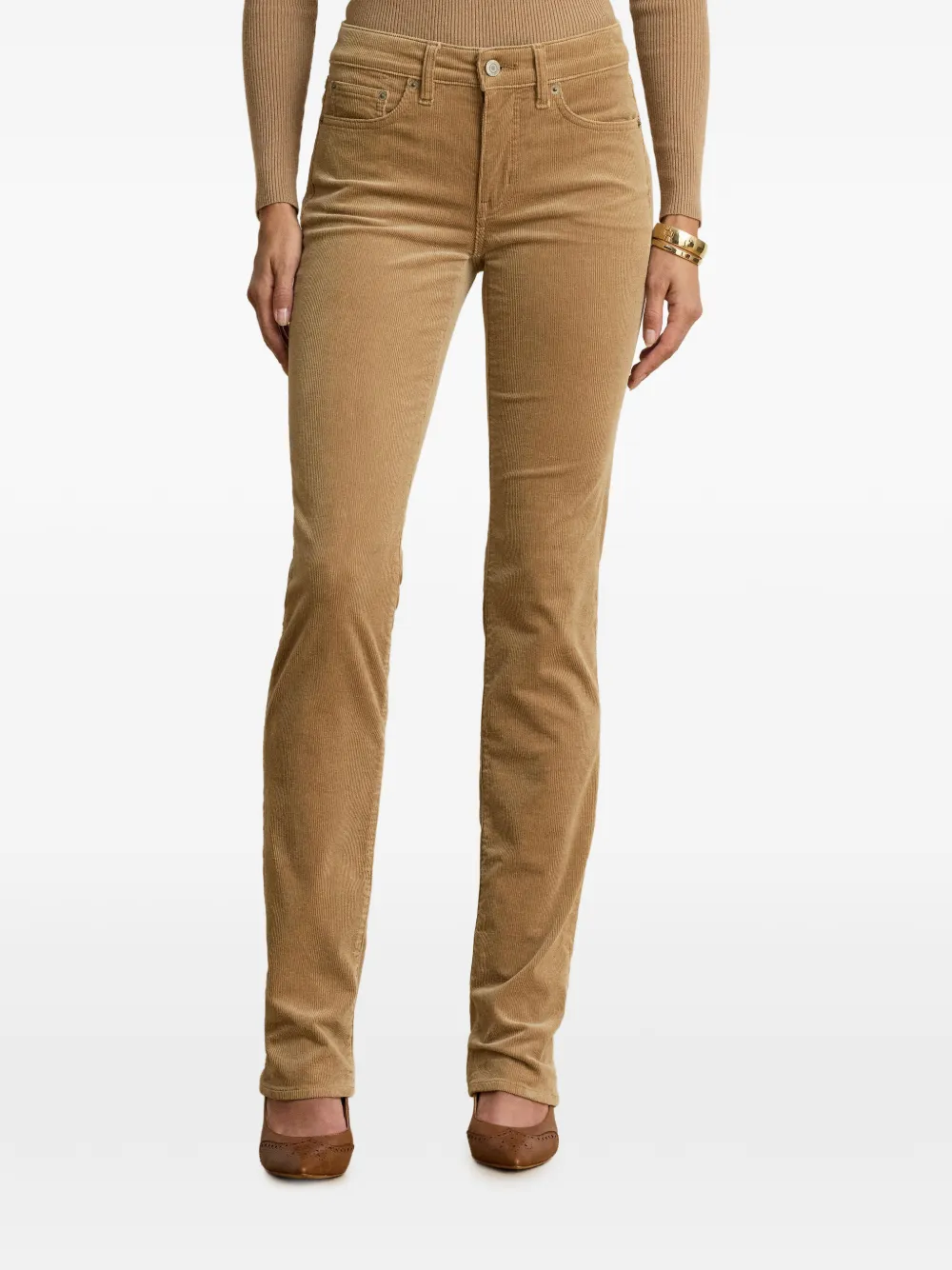 Lauren Ralph Lauren Ribfluwelen straight broek Bruin