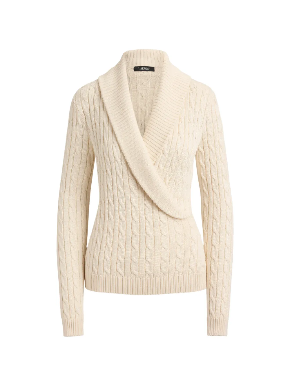 Lauren Ralph Lauren cable-knit shawl-collar sweater - Nude