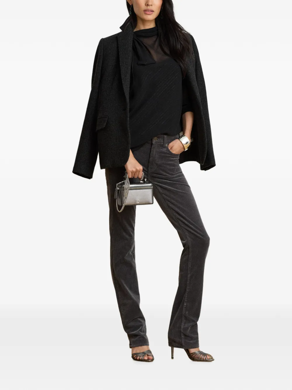 Lauren Ralph Lauren Ribfluwelen straight broek Grijs
