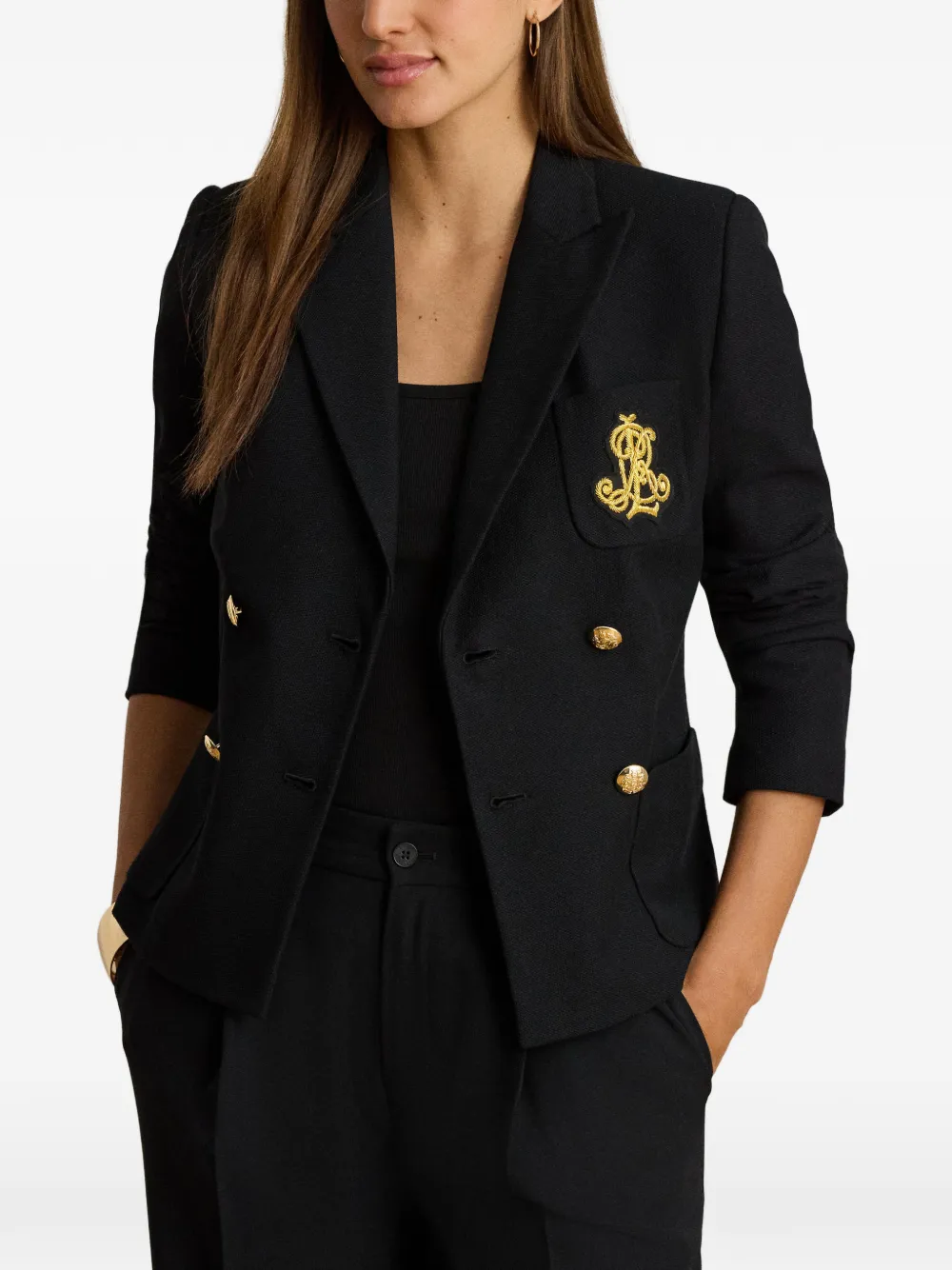Lauren Ralph Lauren Piqué blazer Zwart