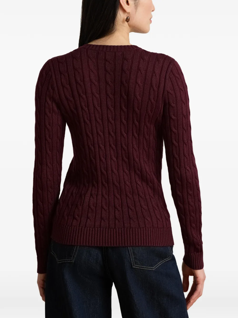 Lauren Ralph Lauren Kabelgebreide trui met knopen op de schouders Rood