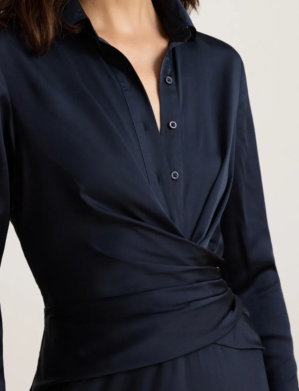 Lauren Ralph Lauren Aniyah geplooide avondjurk met gekruiste taille Blauw