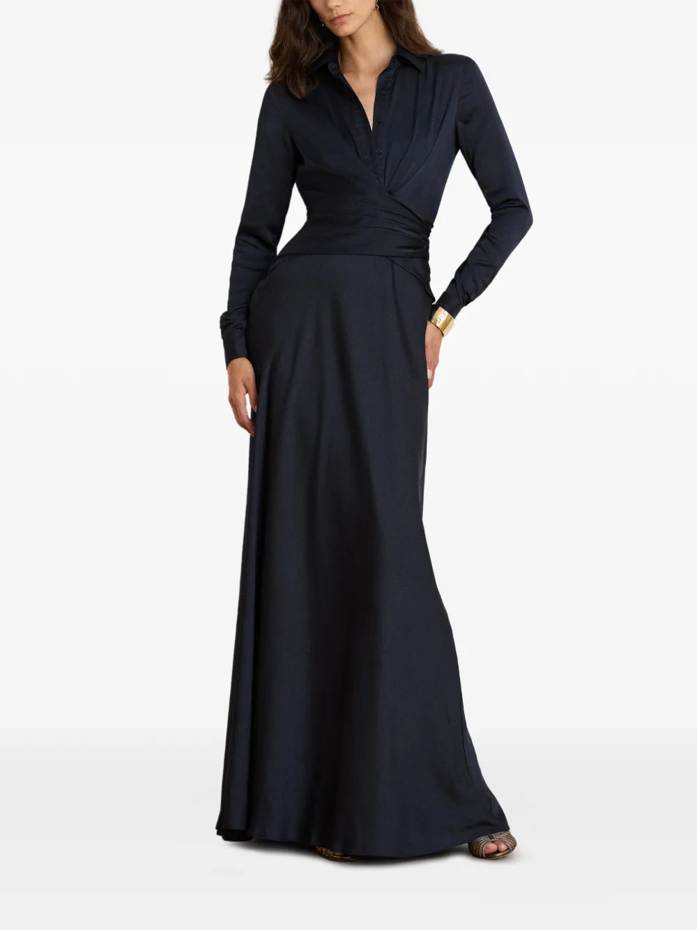 Lauren Ralph Lauren Aniyah geplooide avondjurk met gekruiste taille Blauw
