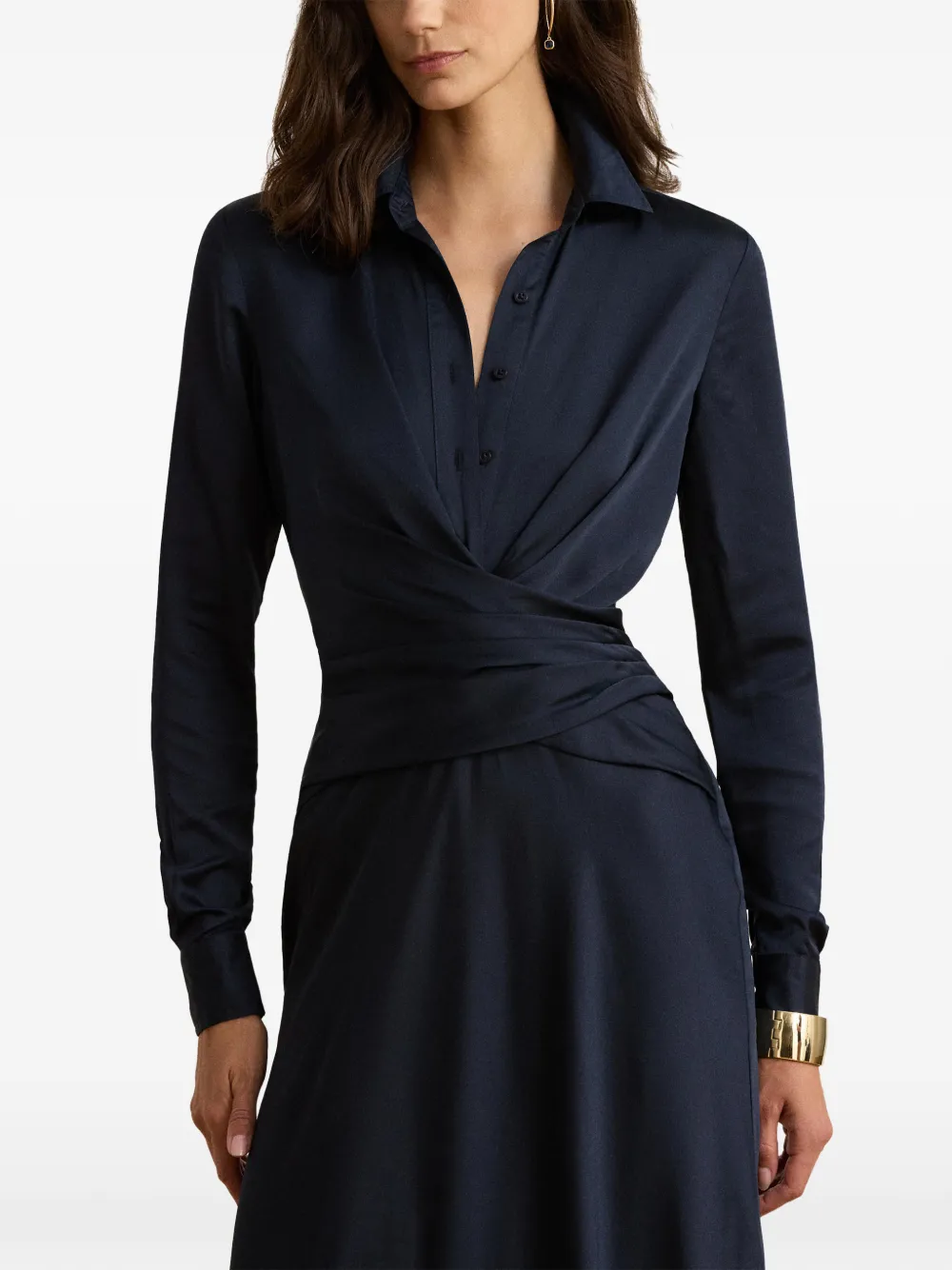 Lauren Ralph Lauren Aniyah geplooide avondjurk met gekruiste taille Blauw