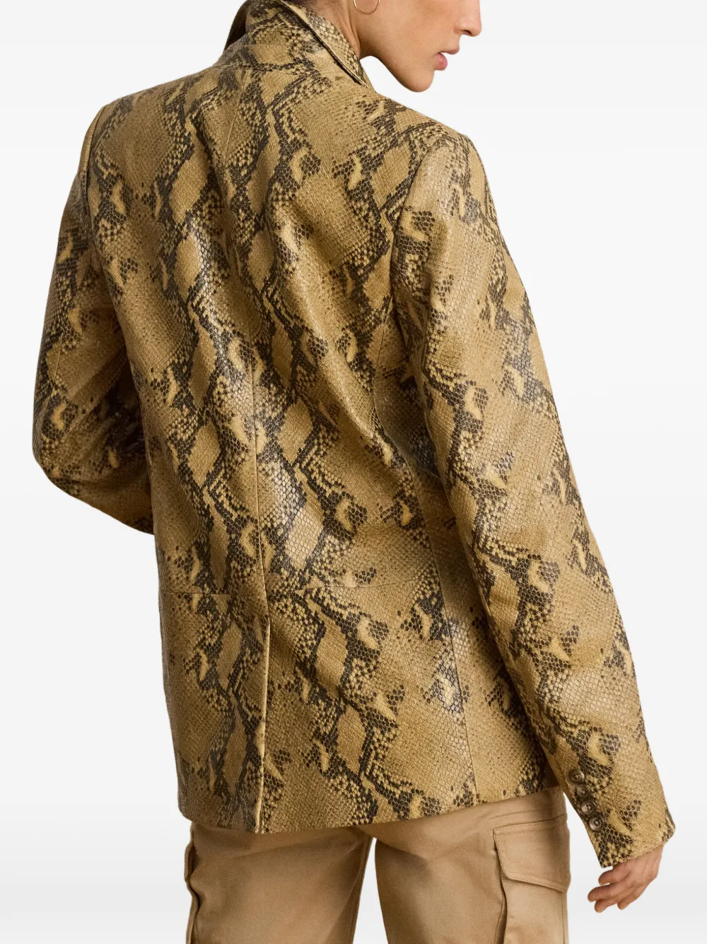 Lauren Ralph Lauren Blazer van lamsleer met python-reliëf Beige